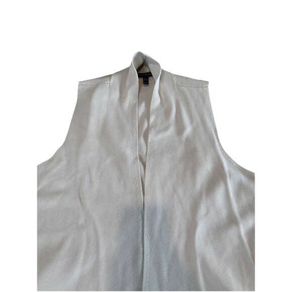 Eileen Fisher Cardigan Knit Open Front Silk Cotton Oatmeal Beige Sleeveless - Picture 4 of 9